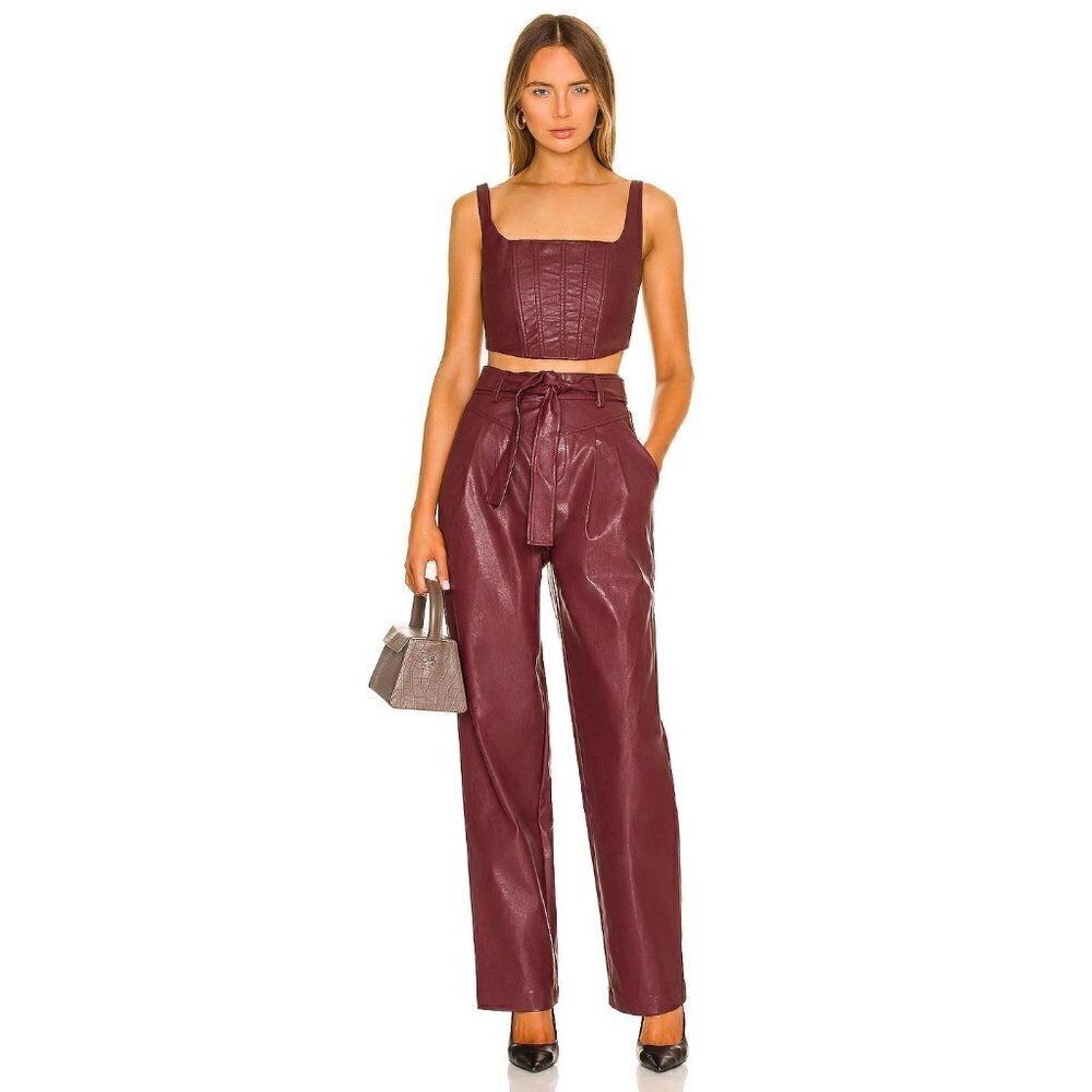 Lovers + Friends Bardot Trouser Burgundy Womens Size Small